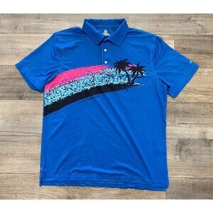 Chubbies The Weekend Has Arrived Golf Polo Shirt Mens M Blue Short Sleeve